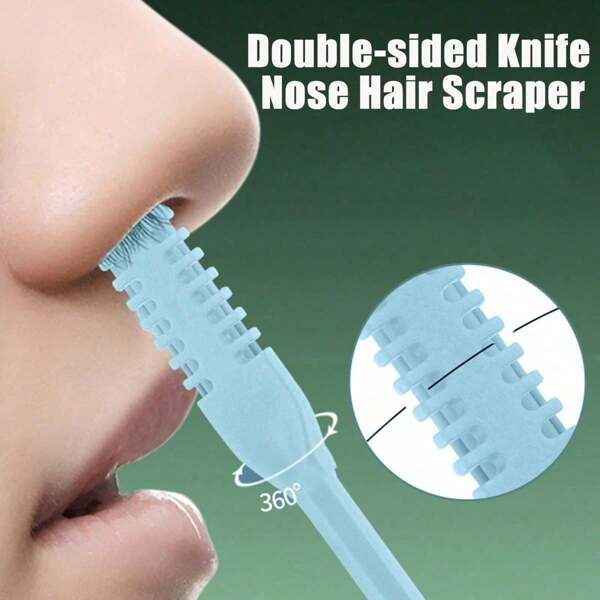 Double-Sided Knife Nose Hair Scraper,Portable Manual Nostril Cleaning Kit For Men And Women Plastic Washable 360 Degree Rotating Nose Hair Trimmer