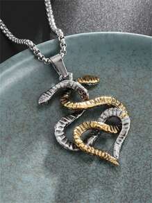 1pc New Fashion Viking Retro Snake Animal Pendant Necklace, Unisex Rock Party Jewelry Gift