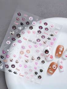 1pc Jelly Cat Paw Nail Art Stickers, Cute Animal Design 3D Nail Decals (Dogs, Cats, Chicks) For Nail Art Decoration, Nail Art Accessories, DIY Nail Design