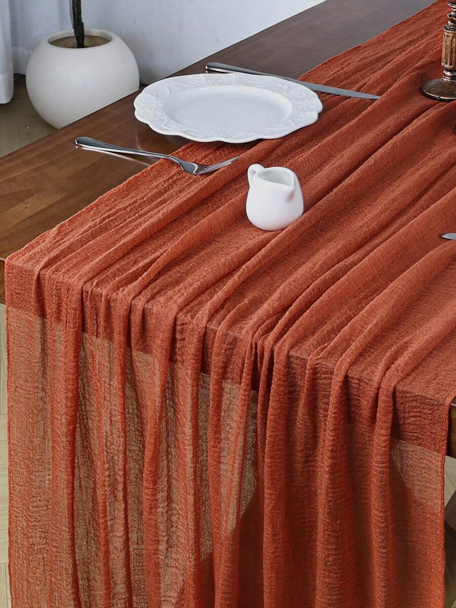 Terracotta Cheesecloth Table Runner 120 Inch Rustic Bohemia Cheese Cloth Runner 10Ft For Wedding Decorations Baby Bridal Shower Holiday Party Decoration - Terracotta - View 1