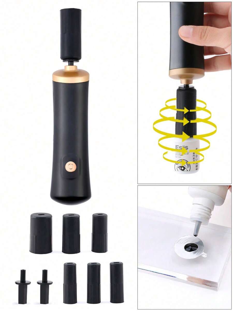 电动化妆刷清洁器和睫毛胶搅拌器，适用于指甲油和液体化妆品的多功能振动机，包括 2 个连接器和 6 个硅胶模具附件，适用于 MUA、睫毛技师和美甲师的专业美容工具