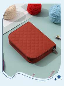 1pc Plain Minimalist Crochet Tool Storage Bag, Sewing Tool Organizer With Large Capacity, Convenient For Knitting Hobbyists And Beginners
