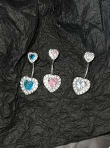 1 Stück minimalistischer Strass-Herz-Bauchnabel-Piercing-Ring, modischer sexy Körperschmuck Bauchnabel-Schmuck