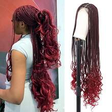 36-Inch Super Long Curly Braided Wig, Lace Front Woven Synthetic Wig With Baby Hair, Lace Box Braid Wig For Daily Wear - Multicolor - View 1