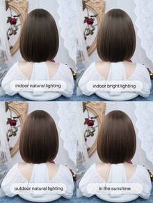 alicegarden 1 合成耐热短假发，黑棕色假发，12 英尺长，由纤维制成，时尚假发，自然逼真的假发 - 黑棕色 - 查看 7