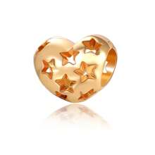 1 peça de pulseira original com pingente de contas, coleção de cores douradas, maçã, batatas fritas, abelha, flor, folhas, asas de amor, laço, estrela e pingente de contas rosa para pulseiras, joias femininas faça você mesmo