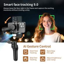 COMITOK 3-Axis Smartphones Gimbal Stabilizer Al Face Tracking/Gesture Control And Fill Light, Portable And Foldable Perfect For Smooth Videos,Live Streaming And Vlogging - L7C PRO+AI TRACKING - View 4
