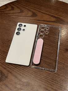 Einfaches einfarbiges Buchstaben-Armband, transparentes Handyhülle kompatibel mit Samsung Galaxy S25 S24 S23 Ultra, Luxuriöse High Definition Transparenz Rückseiten-Schutzhülle