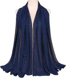 Hijab Scarf Women Soft Chiffon Long Scarf Shawl Fashion Hijab Wrap Scarves - Navy - 查看 5