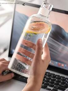 1 Stück Uhrskala Becher, transparenter Plastikbecher, auslaufsicherer einfacher beliebter Wasserflasche, Direkttrinkbecher für den Sommer, tragbare Wasserflasche, Geschenk Wasserflasche, tragbare Outdoor Lässig Wasserflasche für Damen, transparenter Plastikbecher, auslaufsicherer einfacher Wasserbehälter, Sporttrinkflasche, geeignet für Outdoor und Camping