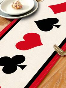 1 buah Taplak Meja Motif Geometris Kartu Remi, 4/6/8 buah Alas Piring Motif Geometris Kartu Remi, Cocok untuk Liburan, Pesta, Ulang Tahun, Makan Malam, Dekorasi Dapur dan Ruang Makan, Tekstil Rumah, Sepanjang Musim - MultiWarna - View 10