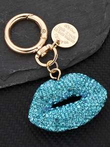 1 件时尚全水钻唇形手机吊饰汽车钥匙扣可爱合金耳机盒包配件情人节背包装饰钥匙扣包包汽车配件女士 - 彩色 - 查看 13