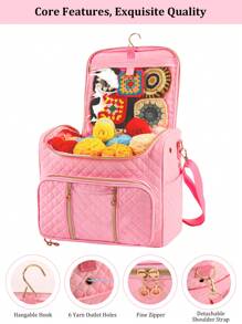 1 Stück einfarbiger gestrickter Aufbewahrungsbeutel, moderner Polyester Haushaltsorganizer Beutel mit großer Kapazität, tragbare Outdoor Reise Handtasche, Aufbewahrung für Nähzubehör, geeignet für Näh- und Strick Hobbys und Anfänger