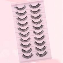 10 Pares de Cílios Postiços Naturalmente Encaracolados, Reutilizáveis, Fáceis de Aplicar, Adequados para Mulheres da Moda para Uso Diário, Trabalho, Estudo, Festa e Festival, Tiras de Cílios, Cílios, Cílios Postiços