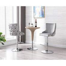 Chairus Modern Bar Stools Set Of 2 Breakfast Stools With Lion Knocker, Velvet Counter Stools With Metal Base For Kitchen Island - Grey - View 5