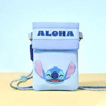 Miniso Geantă de telefon MINISO Disney Stitch în stil hawaian, capacitate mare pentru obiecte mici, curea de umăr reglabilă, esențială pentru a crea look-uri elegante la petrecerile pe plajă și la cumpărături (1 buc.)