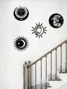 1 Piece Indoor Decor Sun And Moon Metal Wall Art - Mysterious Symbols, Romantic Valentine's Day Or Birthday Gift, Vintage Style, Indoor/Outdoor Hanging, Perfect Room Decor, Suitable For Room Decor.