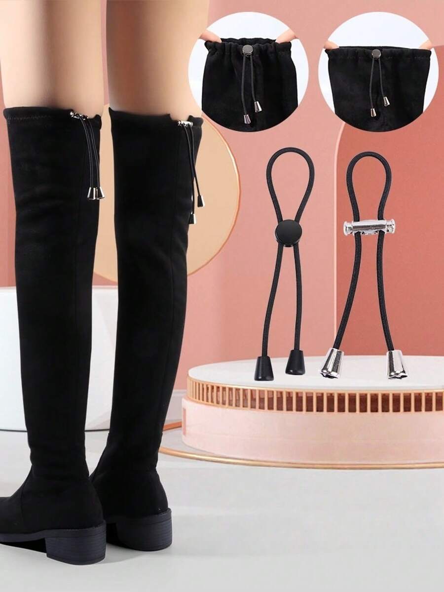 8件/套 弹性靴带 绳鞋带 腿部绑带 固定带 装饰 适用于过膝长靴，防滑 - 彩色 - 查看 1