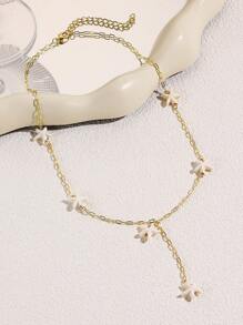 Colar de estrela do mar dourado para mulheres - Corrente delicada inspirada no oceano com detalhes em pérolas e conchas | Joias de praia vintage e doces para o verão | Presente e uso diário para adolescentes