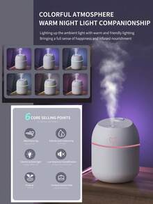 两件套（香薰机+精油），220毫升USB便携式笑脸香薰加湿器喷雾器，10毫升多香精油，适用于家庭、酒店、浴室除臭、香氛、空气清新，持久留香 - 彩色 - 查看 7