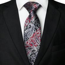 Juego de 5 piezas, corbata clásica de hombre con estampado de cachemira, corbata de tela de 1200 agujas con flor de anacardo, pañuelo de bolsillo, gemelos, clip de corbata y alfiler de solapa, adecuado para hombre en trabajo, negocios, formal, boda, casual y graduación