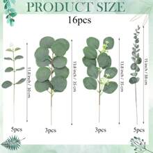 30/60 pièces 4 sortes de tiges de feuilles d'eucalyptus mixtes artificielles, feuilles d'eucalyptus dollar d'argent artificielles, pulvérisation de verdure artificielle fausse pour bouquet de mariage, centres de table, arrangement floral, décoration