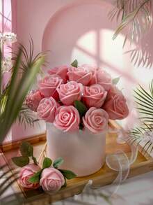 情人节花香蜡烛模具玫瑰手工皂扩香石石膏模具硅胶材质，易于拆卸清洗 - 白色 - 查看 13