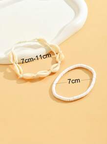 2 Piezas de pulsera de tobillo versátil con diseño trenzado de conchas, adecuado para uso diario de mujeres y para llevar a la playa