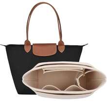 Tote Bag Organizer Insert, Multi-Pocket Felt Handbag Organizer With Zipper, Cup Holder And Button, Essential For Back To School - Beige - View 1