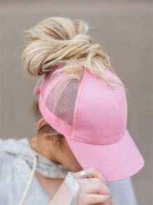 1 Peça Boné Ajustável Novo Para Rabo de Cavalo Feminino Com Abertura Traseira, Boné de Tela Tipo Caminhoneiro, Boné de Beisebol Vazado Com Rabo de Pato, Boné Para Sol Sólido, Fashion Feminino, Boné de Beisebol Com Rabo de Pato Leve, Ideal Para Esportes ao Ar Livre, Golfe, Pesca, Corrida - Cores Variadas