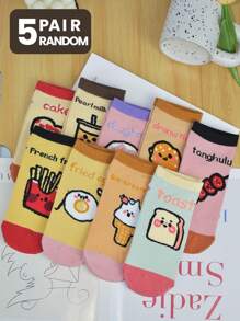 3Pairs/5Pairs Women Cartoon Graphic Printed Short Socks, Versatile & Fashionable For Spring, Summer, Fall