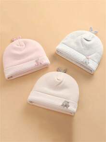 Gorros para bebés de 0 a 6 meses, gorros de bebé recién nacidos, talla grande cálidos y talla grande gruesos en invierno, suaves y elásticos, accesorios de gorro para niñas y niños - Multicolor - Ver 1