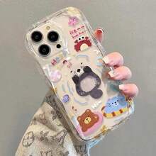 Fashionable Protective Phone Case With Unique Wave Design And Swimming Animal Pattern, Suitable For IPhone 11 12 13 14 15 16 Series, Including Pro And Pro Max, Plus Versions - White - View 2