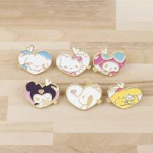 Sanrio 6pcs/Set Cute Enamel Pin Lapel Pins Badges On Backpack Women's Brooch Clothes Gift Jewelry Fashion Accessories
