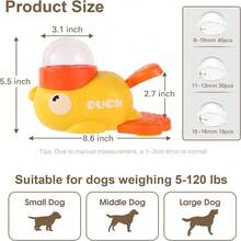 Duck Dog Treat Dispenser,Slow Anti-Gulping Cat Food Feeder Puzzle Interactive Feeder, 2-In-1 Dog Brain Training Stimulation Feeding Dispenser For Small & Medium Pet (Yellow*1) - 黃色*1 - 查看 3