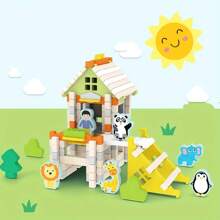 Sabiduría de ensamblaje de espigas y mortajas, sueños infantiles - Bloques de construcción con temas de escuela, hospital, zoológico, estación de bomberos, comisaría de policía, granja, juguetes educativos de construcción creativa