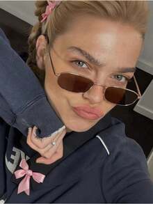 1 件多色时尚复古时尚眼镜，金属框架高贵情侣时尚眼镜，适合各种派对、户外活动、街头摄影、酷炫驾驶、驾驶和钓鱼等。情侣风格，送给男朋友、女朋友、家人学院风，适合回到学校矩形形状 - 多色 - 查看 2