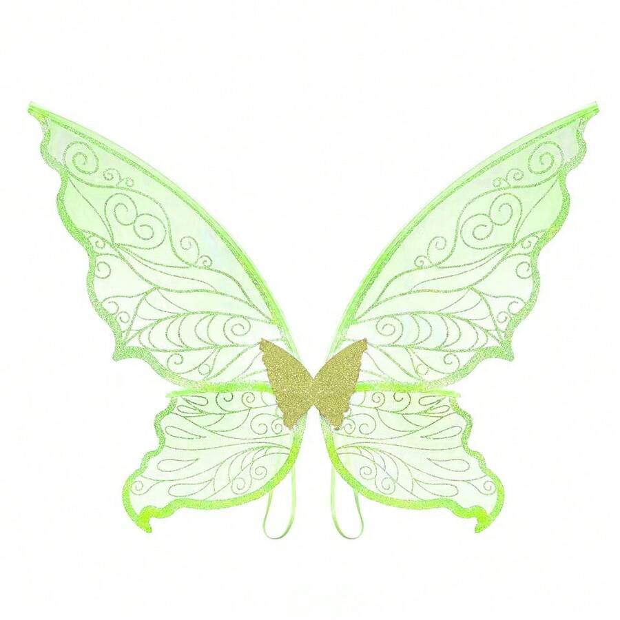 成人派对蝴蝶翅膀表演道具节日表演翅膀全新布料万圣节 - 綠色 - 查看 1