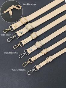 Adjustable Leather Strap For Bag, Multi-Size DIY Replacement Crossbody Strap, Handbag Accessories Shoulder Strap, Full Grain Microfiber Leather, Black/Gold/Silver Hardware - Apricot - View 2