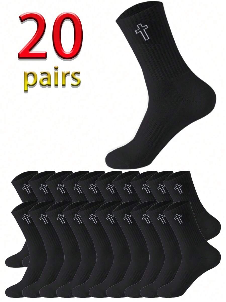 20/10/5/1 Pairs Men's Mid-Calf Socks, Elastic Soft Comfortable Breathable Socks, Suitable For Men & Women Daily Wear, Simple & Comfortable Unisex Mid-Calf Socks, Fall