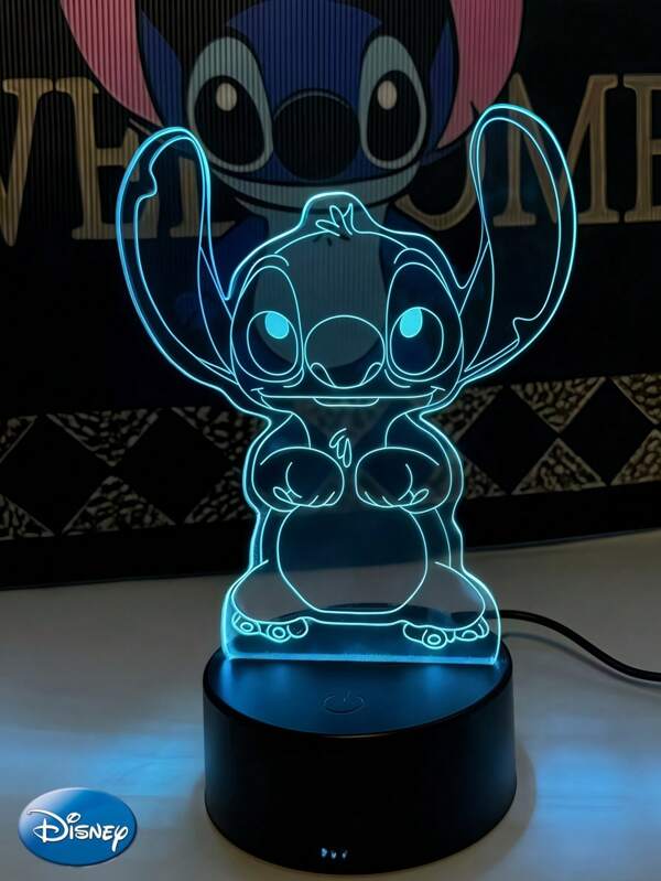 Disney Disney Stitch Night Light - Stitch Acrylic Cute Night Light | Touch 7-Color Changing Bedroom LED Lamp, Powered By USB Or Battery | Creative Gift For Party, Christmas, Valentine's Day, Birthday, Family, Lover And Friends (With USB Cable, Excluding Battery)