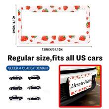 2PC,Strawberry License Plate Frame Strawberry Car Accessories Aluminum Metal License Plate Holder, Weather Proof, Rust-Proof Universal Size - 12x6 inch - 查看 2