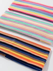 1 buc. Bandă de păr moale antiderapantă pentru femei, cu imprimeu cu dungi curcubeu la modă, accesoriu de păr elastic pentru sport și yoga, versatilă pentru purtare zilnică, accesorii de păr la modă, bentițe clasice de păr, bandă de păr