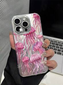 Pink Jellyfish White Polka Dot Phone Case Suitable For 17,16, 15, 14, 13, 12, 11, PRO MAX, As Well As X, XS, PLUS, - 彩色 - 查看 3