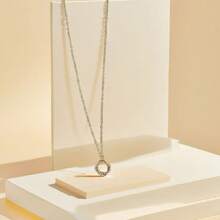 1pc Elegant Minimalist Women's Necklace, Rose Hoop, Twisted Curved Pendant Necklace, Suitable For Daily, Date, Party Outfit, Gift For Best Friend, Holiday, Geometric Choker Necklace