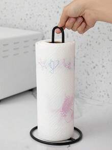 1pc Elegant Metal Iron Paper Towel Holder Stand For Kitchen, Countertop Tissue Box Cover Dispenser, Wall-Mount Free Bathroom Paper Towel Rack For Home Decor