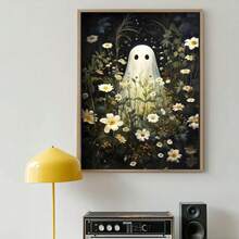 1 幅防水帆布海报，诡异花朵海报，黑暗浪漫鬼魂站在森林花朵中，令人毛骨悚然的帆布画，卧室客厅的理想礼物，装饰墙艺术，墙壁装饰，房间装饰，无框 - 彩色 - 查看 4