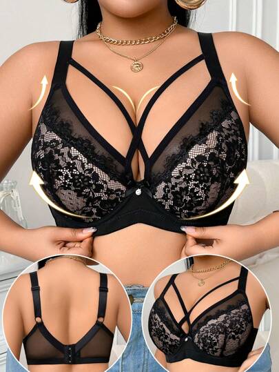 Plus Size Women Fashion Everyday Lace Underwire Bras