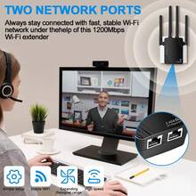 1200Mbps WiFi Extender Booster, WiFi Booster WiFi Extender With Compact Design, WiFi Extender Booster With Ethernet Port, WiFi Booster Range Extender For Any Router, 5GHz & 2.4GHz - Black - View 4