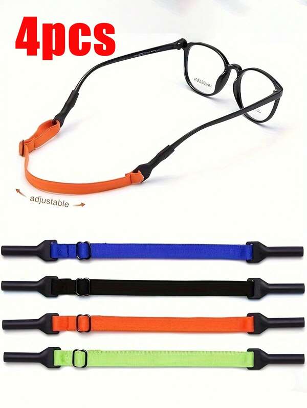 4 piezas de cordones ajustables para gafas - Cordones para gafas - Retenedores ajustables para gafas, adecuados para usar durante deportes para evitar que se caigan, resistentes al desgaste, elásticos, de tela suave y lisa, sin deformación